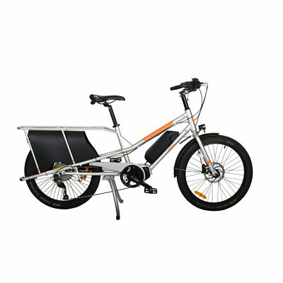 YUBA Electric KOMBI E5000 silber orange Lastenfahrrad Longtail Shimano 418Wh 2021