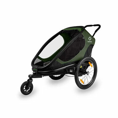 HAMAX Outback ONE 2022 Grün Schwarz Kinderfahrradanhänger