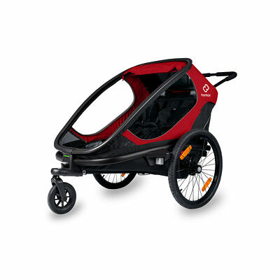 HAMAX Outback ONE 2022 Rot Schwarz Kinderfahrradanhänger_1