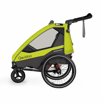 QERIDOO Sportrex2 | Lime Green | Limited Edition | Kinderfahrradanhänger | Kinderwagen
