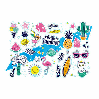 BEMOOV Aufkleber fürs Kinderfahrrad Stickerset Sommer