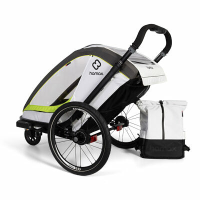 HAMAX Breeze One 2022 Weiß Grün Kinderfahrradanhänger_1