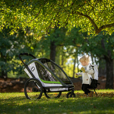 HAMAX Breeze One 2022 Weiß Grün Kinderfahrradanhänger_4