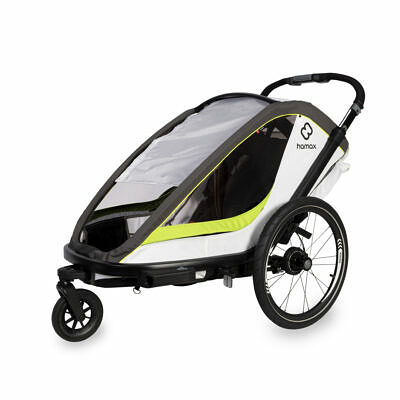 HAMAX Breeze Two 2022 Weiß Grün Kinderfahrradanhänger