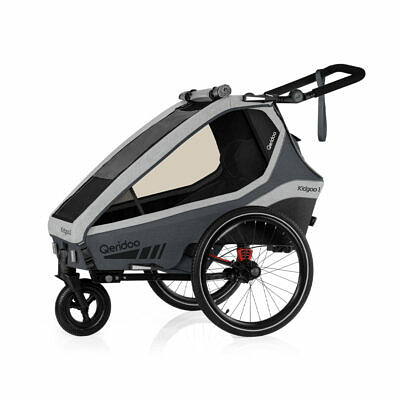 QERIDOO Kidgoo1 2022 | Steel Grey | Kinderfahrradanhänger 1