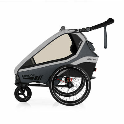 QERIDOO Kidgoo1 2022 | Steel Grey | Kinderfahrradanhänger 2