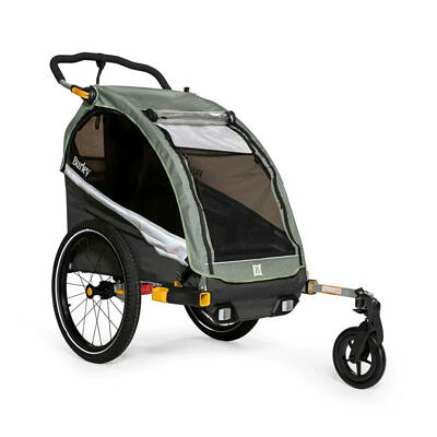BURLEY D’Lite X Double 2023 | Sage Green/Charcoal Grey | Kinderfahrradanhänger